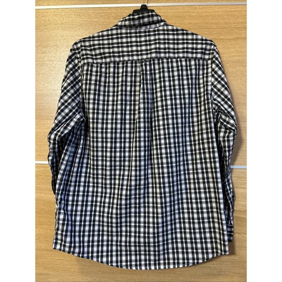 Chaps Easy Care Shirt - Mens XL - Black & White Check Long Sleeve Button Down - Picture 3 of 4